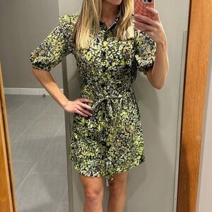 Nordstrom Topshop Floral Print Button-Up shirt Dress